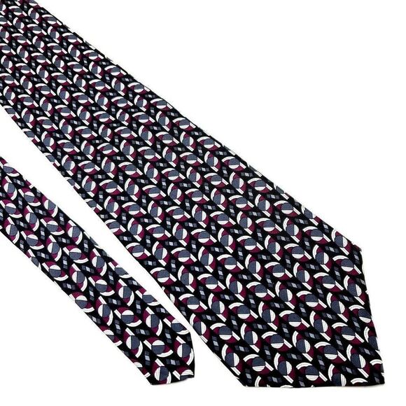 Arrow Silk Tie Print‎ Black Short Wide Geometric - Picture 1 of 5